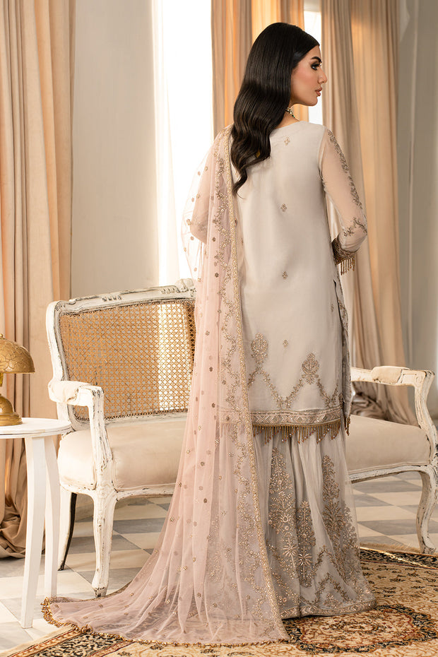 Elegant Sequins Embroidered Net Gharara in Contrast Colors