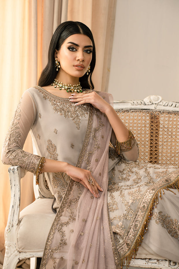 Elegant Sequins Embroidered Net Gharara in Contrast Colors