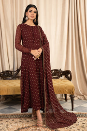 Elegant Ruby Chiffon 3 Piece Suit for Special Occasions