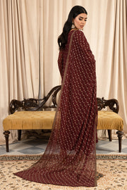 Elegant Ruby Chiffon 3 Piece Suit for Special Occasions