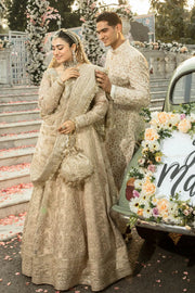 Hand Embellished Organza Pakistani Bridal Lehenga