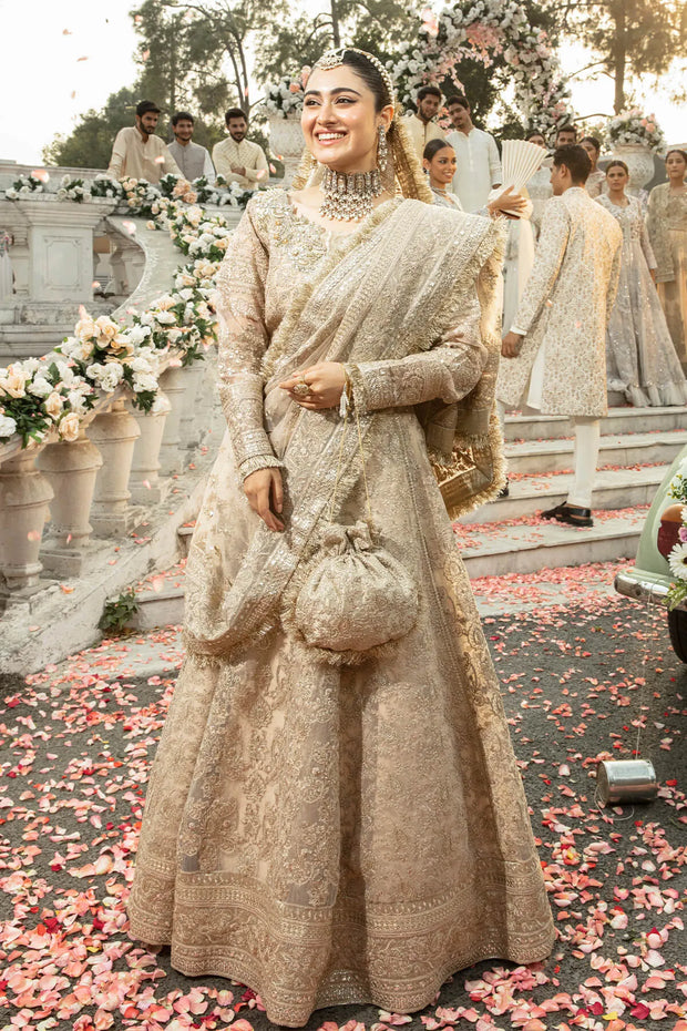 Hand Embellished Organza Pakistani Bridal Lehenga