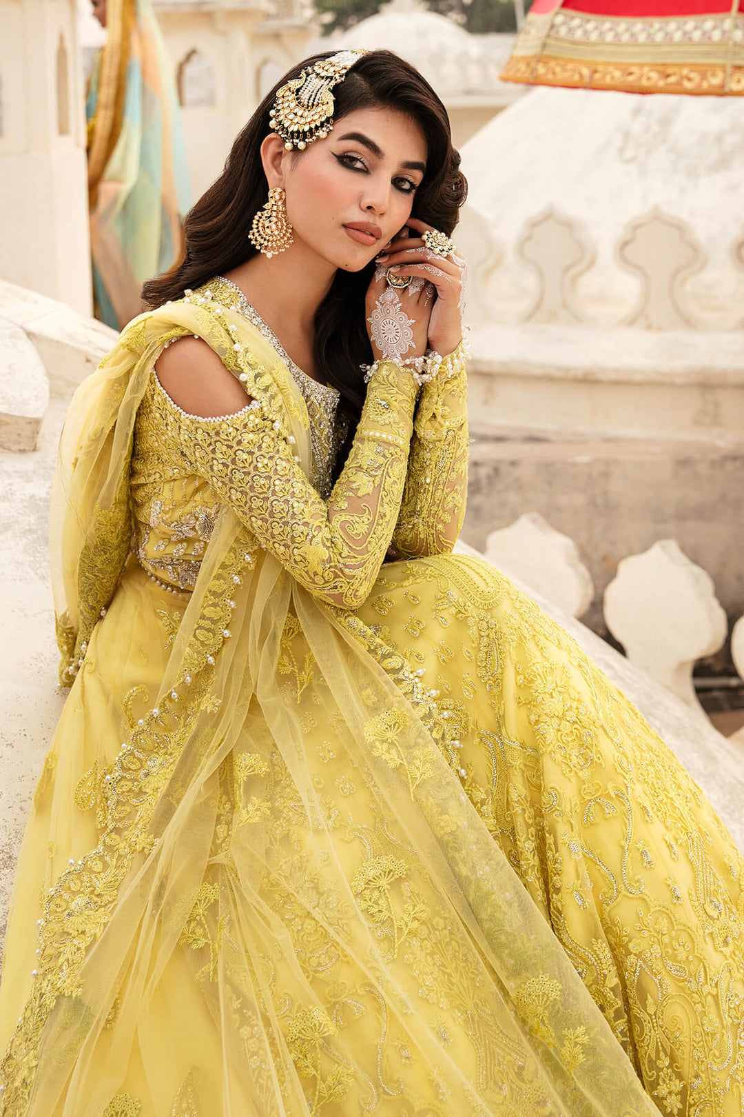 Embroidered Hand Embellished Organza Pakistani Bridal Lehenga