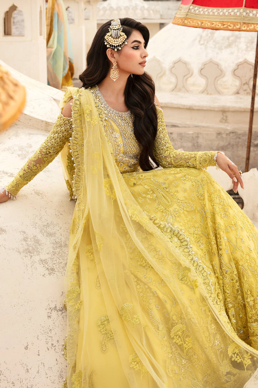Embroidered Hand Embellished Organza Pakistani Bridal Lehenga