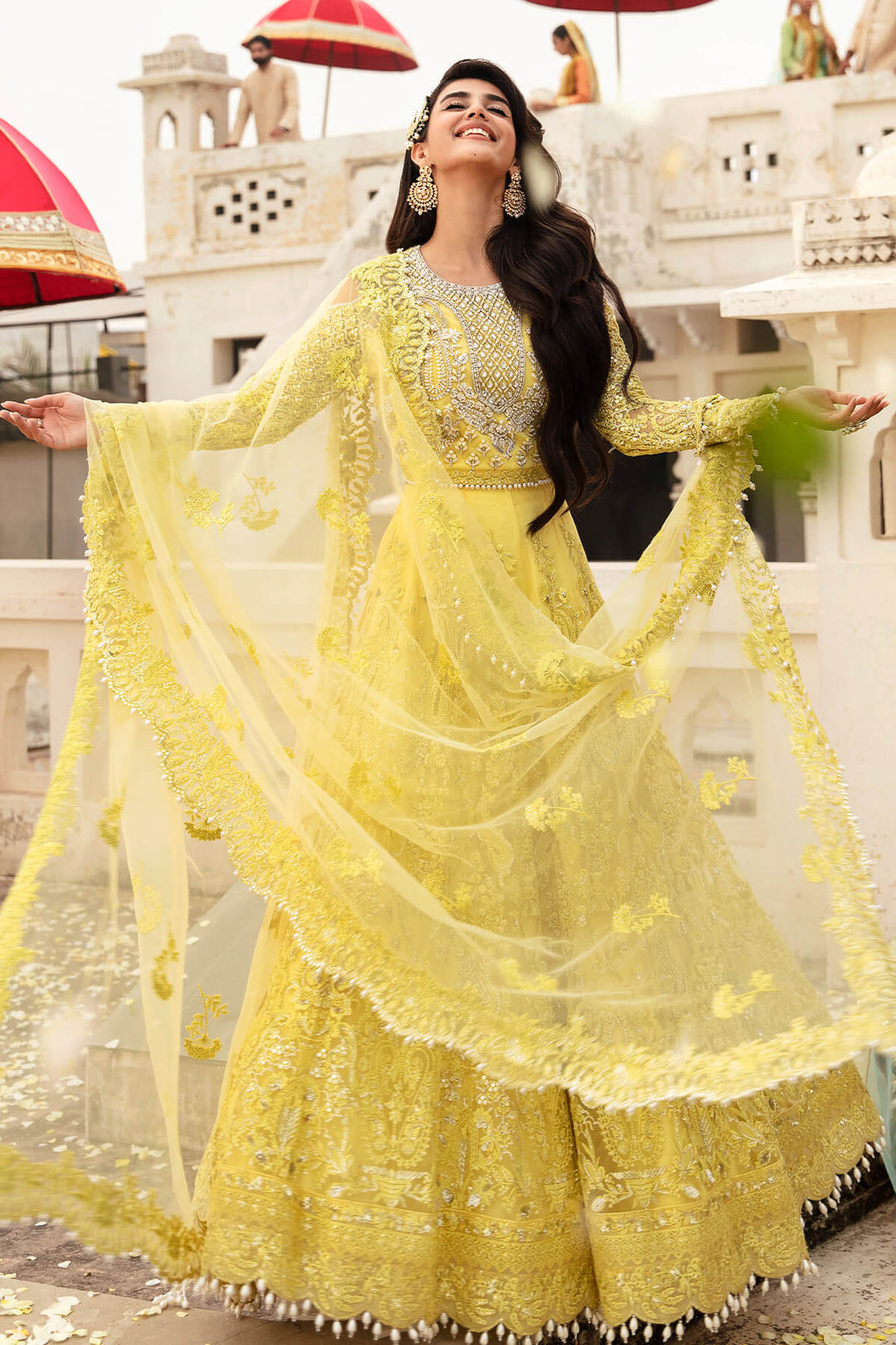 Embroidered Hand Embellished Organza Pakistani Bridal Lehenga