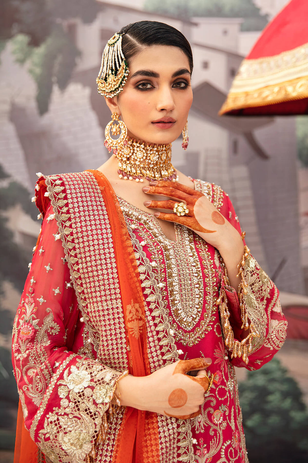 Embroidered Organza Sharara Pakistani Bridal Outfit