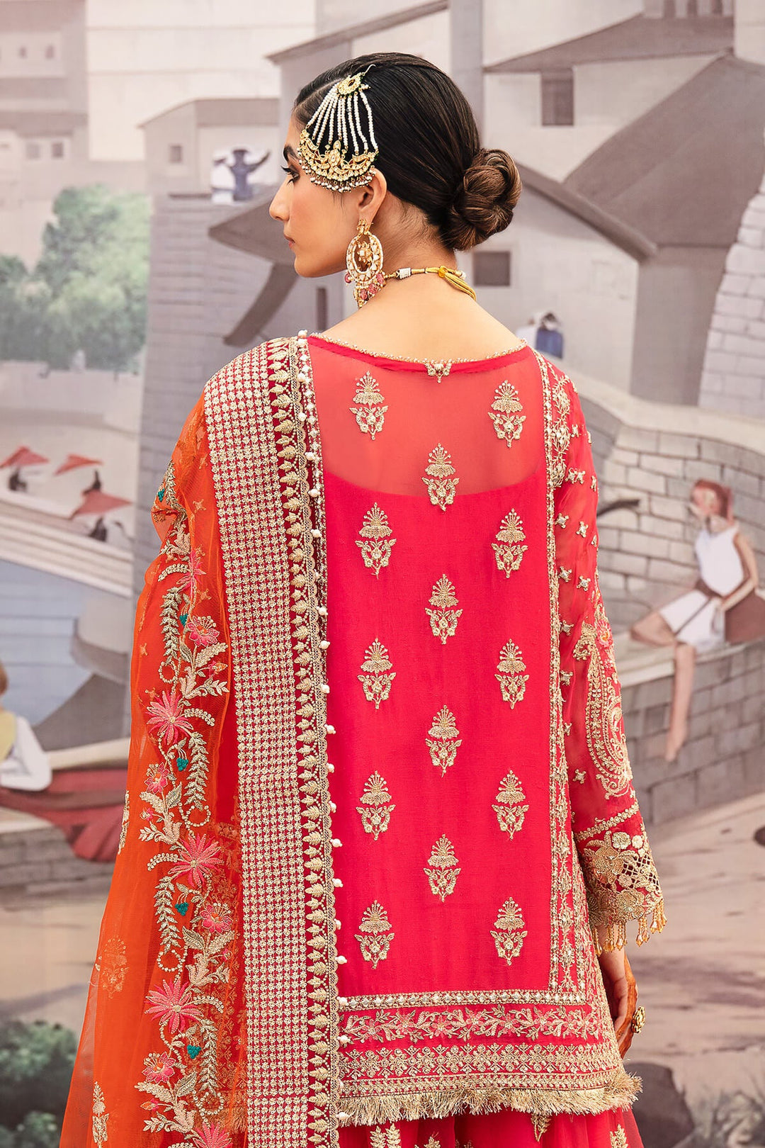 Embroidered Organza Sharara Pakistani Bridal Outfit