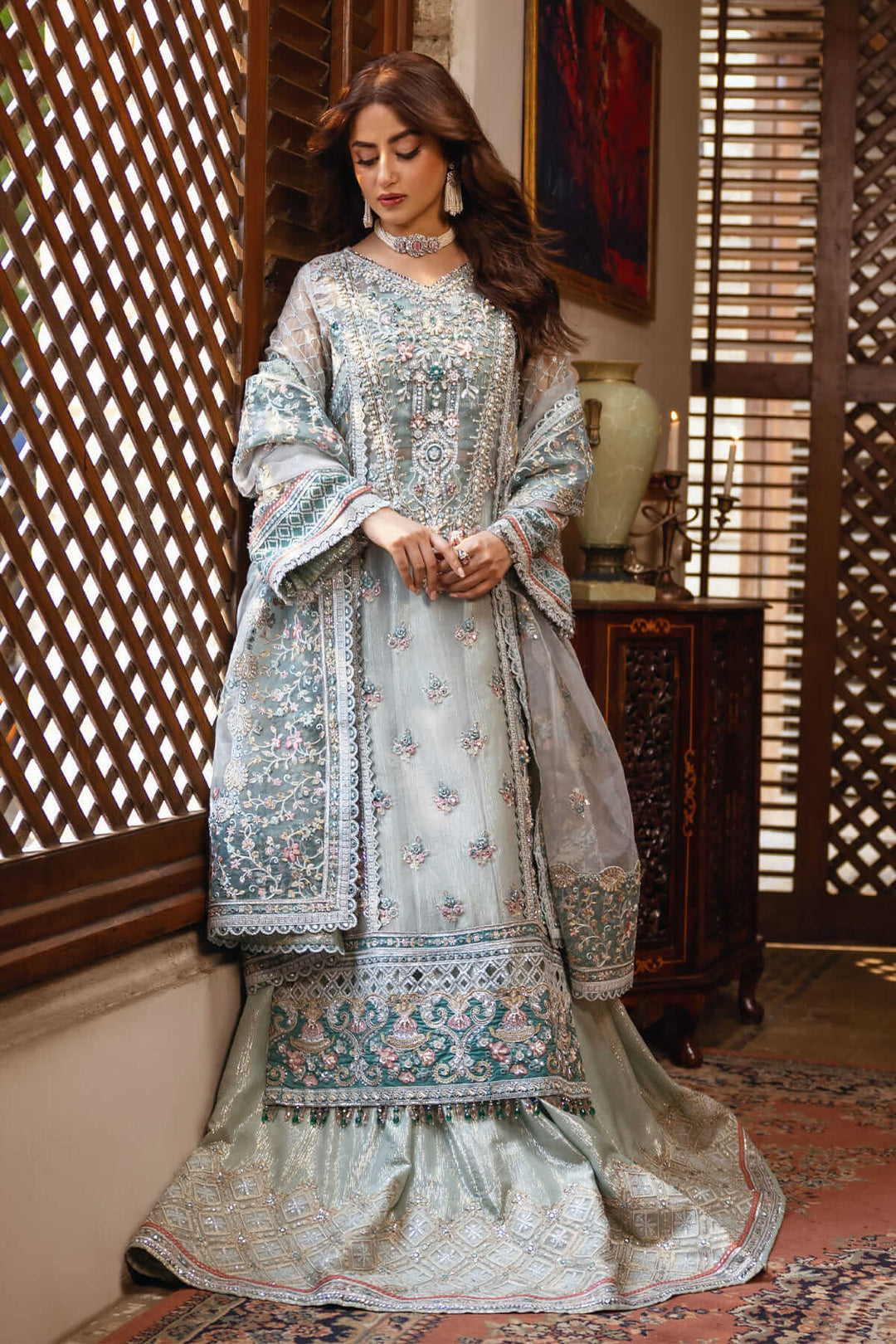 Neck Embroidered Lehenga