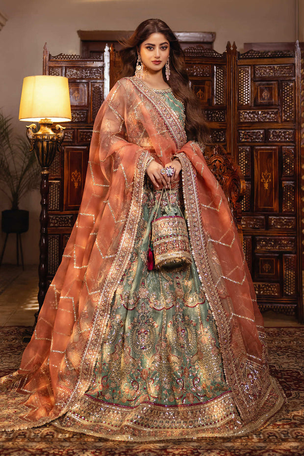 Embroidered Organza Pakistani Bridal Dress with Handmade Organza