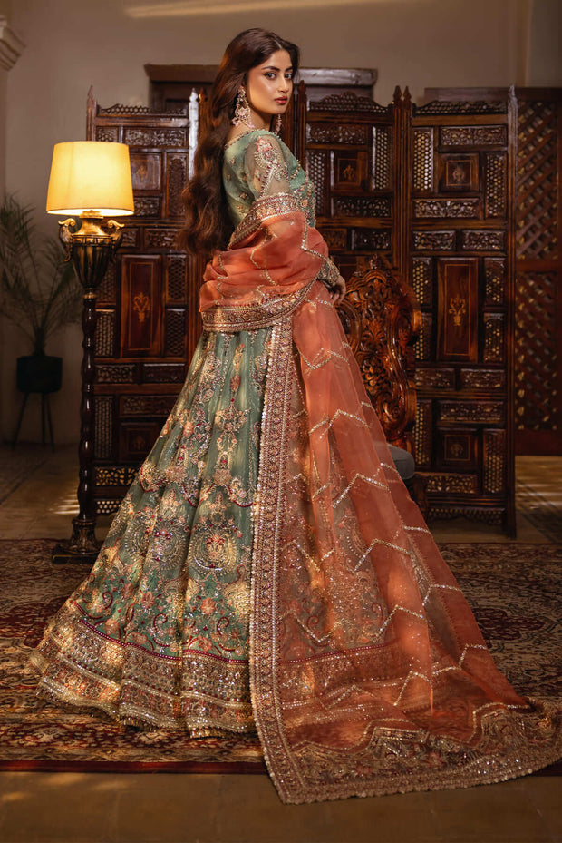 Embroidered Organza Pakistani Bridal Dress with Handmade Organza