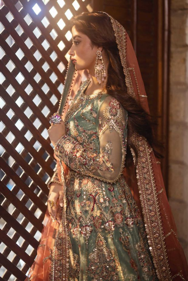 Embroidered Organza Pakistani Bridal Dress with Handmade Organza