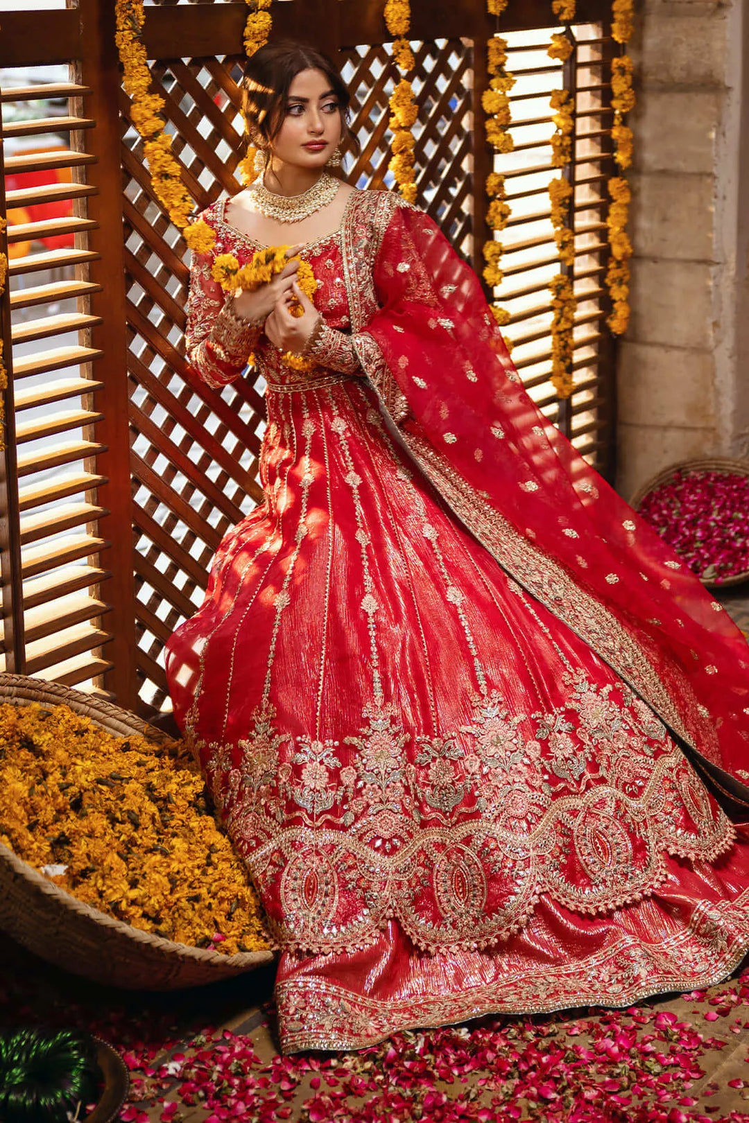 Embroidered Organza Pakistani Bridal Lehenga