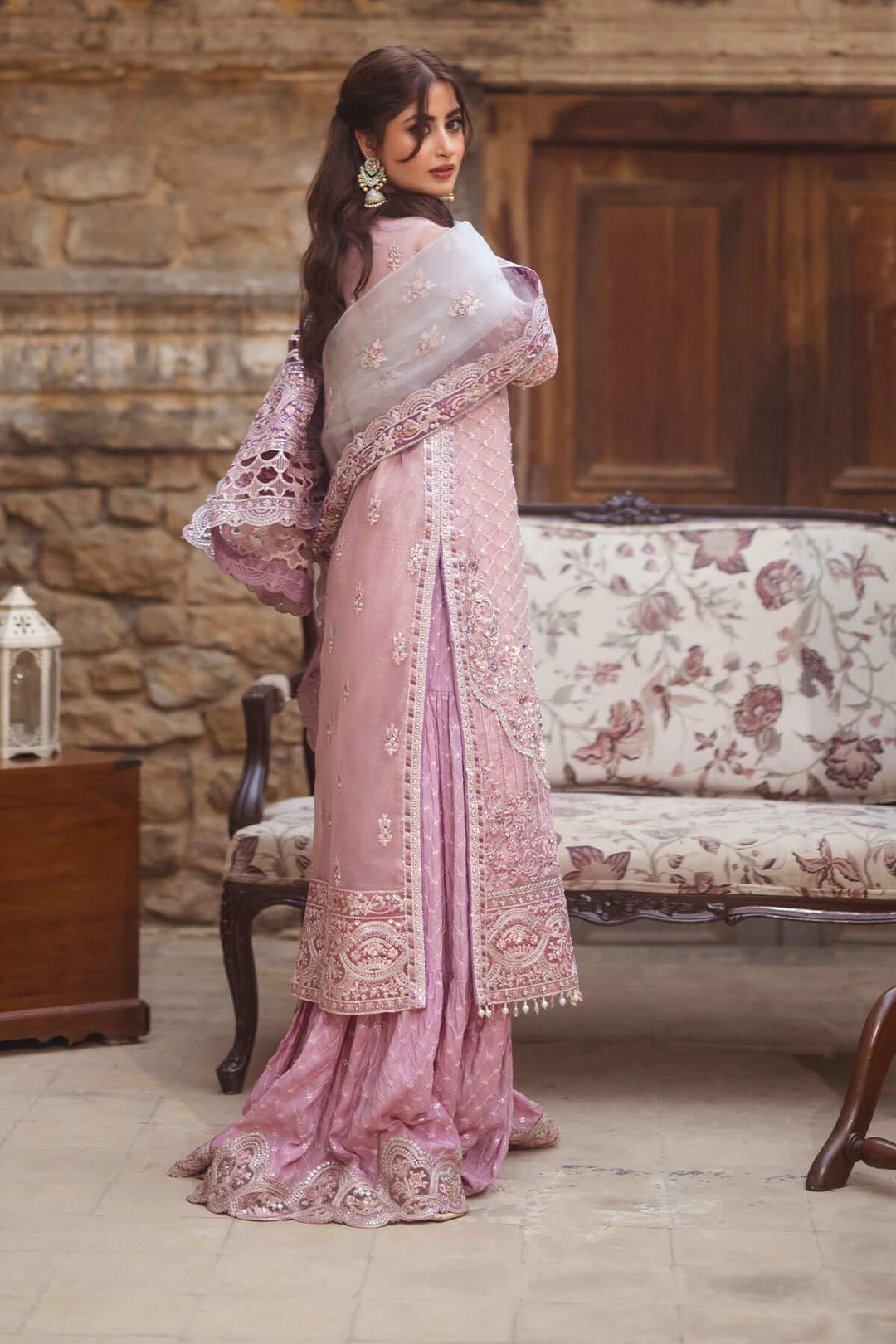 Embroidered Organza Lehenga With Dupatta 1115