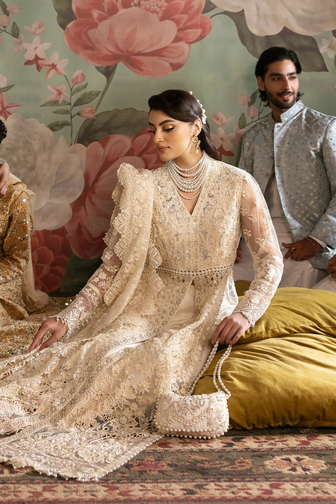Elegant Pakistani Bridal Suit with Embroidered Details