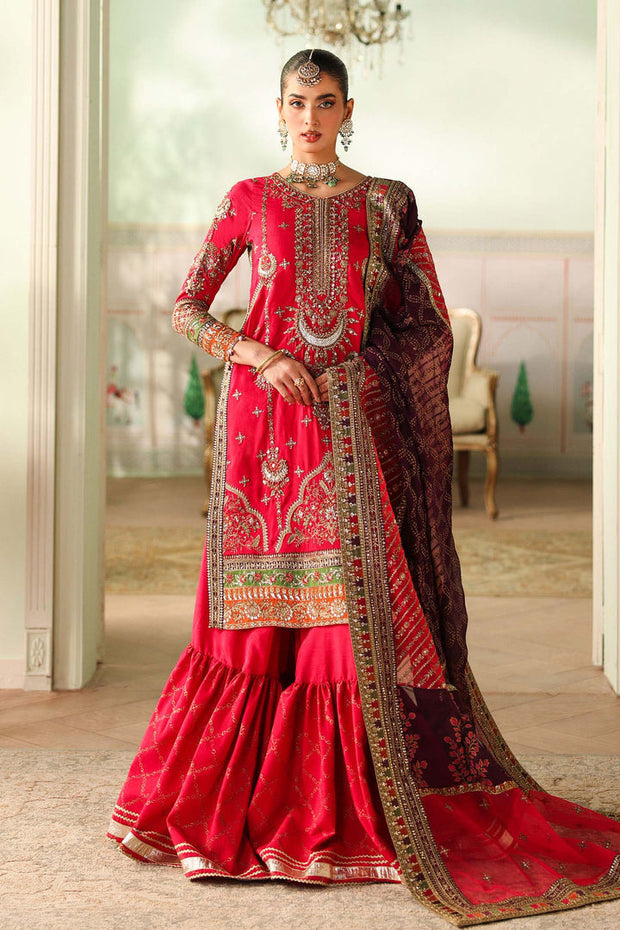 3 Piece Embroidered Bamber Raw Silk Suit Pakistani Party Dress