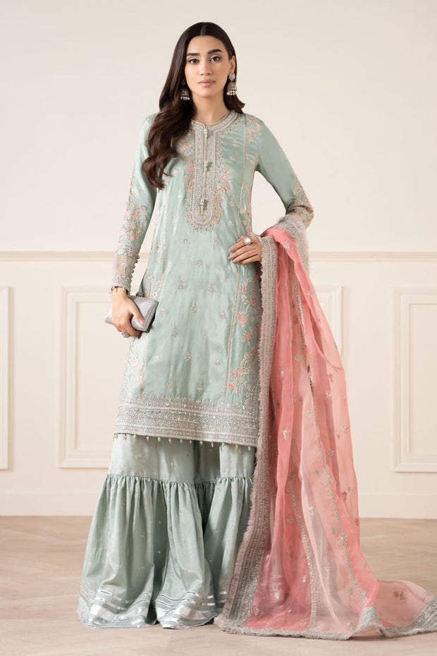 3 Piece Embroidered Raw Silk Suit Pakistani Party Dress