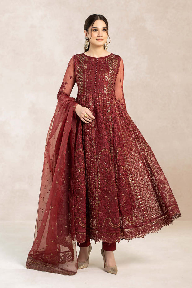 3 Piece Embroidered Frock Pakistani Party Dress