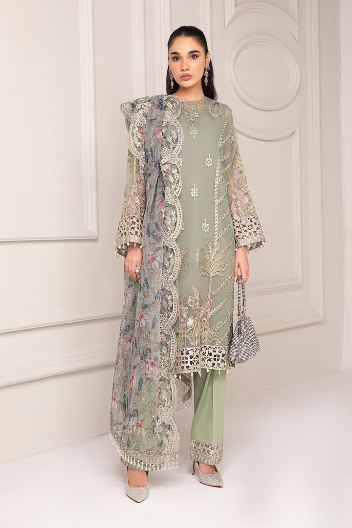 3 Piece Embroidered Organza Suit Pakistani Party Dress