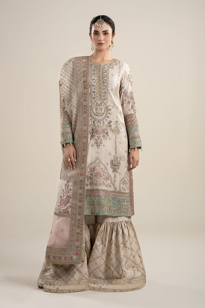3 Piece Embroidered Bamber Raw Silk Suit Pakistani Party Dress