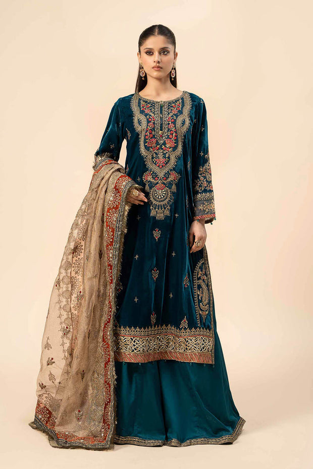 3 Piece Embroidered Velvet Suit Pakistani Party Dress