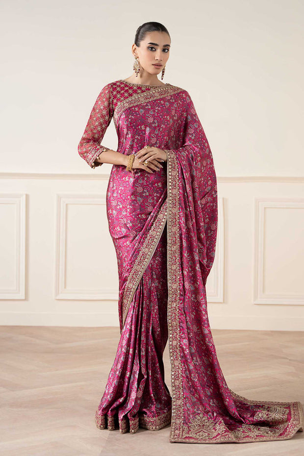 Embroidered Silk Saree Pakistani Party Dress