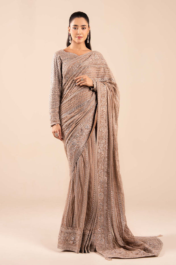 Embroidered Net Saree Pakistani Party Dress