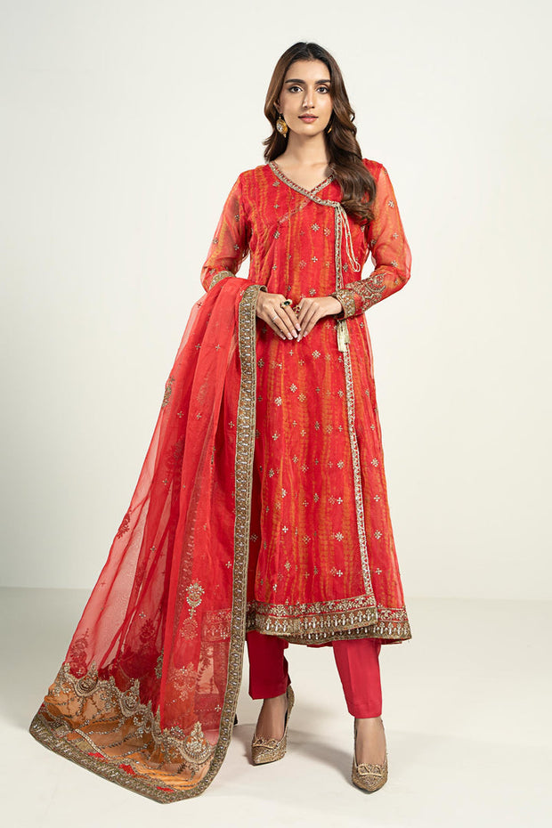 3 Piece Embroidered Frock Pakistani Party Dress