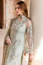 Elegant Aqua Mint Pakistani Bridal Dress with Hand Embroidery
