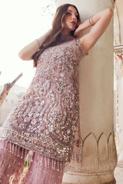 Elegant Lilac Pakistani Bridal Dress with Embellishments