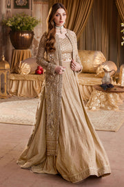 Hand Embellished Gold Pakistani Bridal Dress with Lehenga