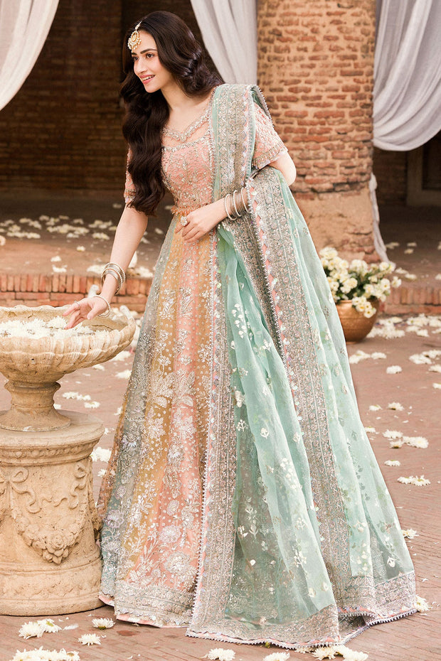 Hand Embellished Pakistani Bridal Outfit in Multi-Shade Pink