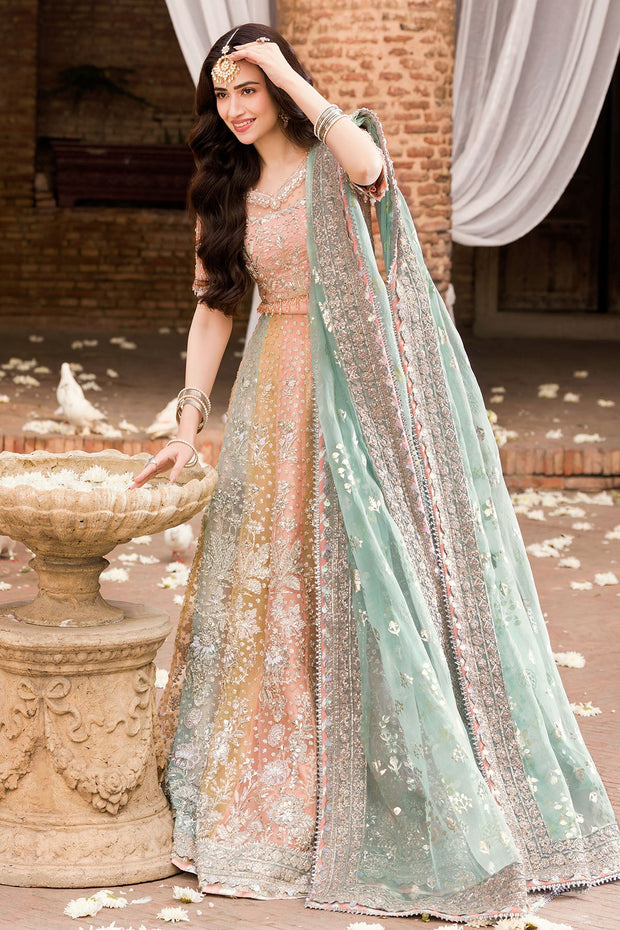 Hand Embellished Pakistani Bridal Outfit in Multi-Shade Pink