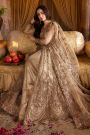 Elegant Antique Gold Pakistani Bridal Dress for Your Big Day