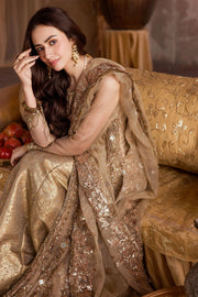 Elegant Antique Gold Pakistani Bridal Dress for Your Big Day