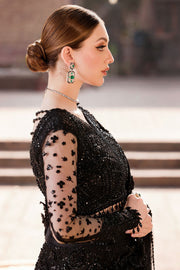 Elegant Pakistani Bridal Wear in Black Silk Net with Embellishmen