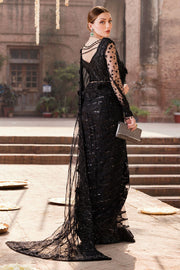 Elegant Pakistani Bridal Wear in Black Silk Net with Embellishmen