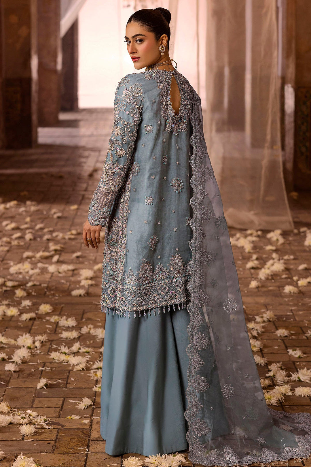 Ethereal Ferozy Pakistani Bridal Dress with Intricate Embroidery