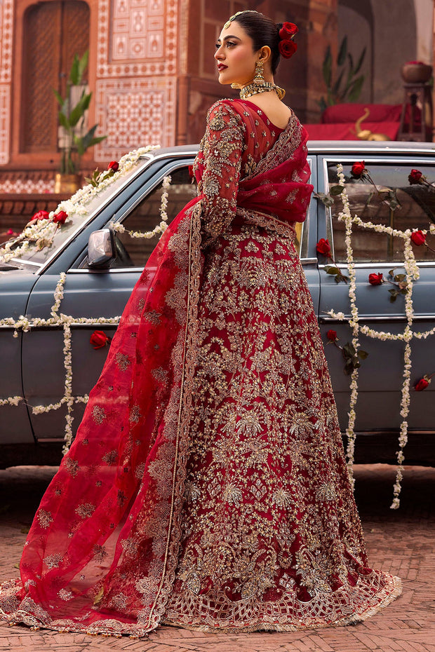 Pakistani Bridal Dress in Radiant Red with Embroidery