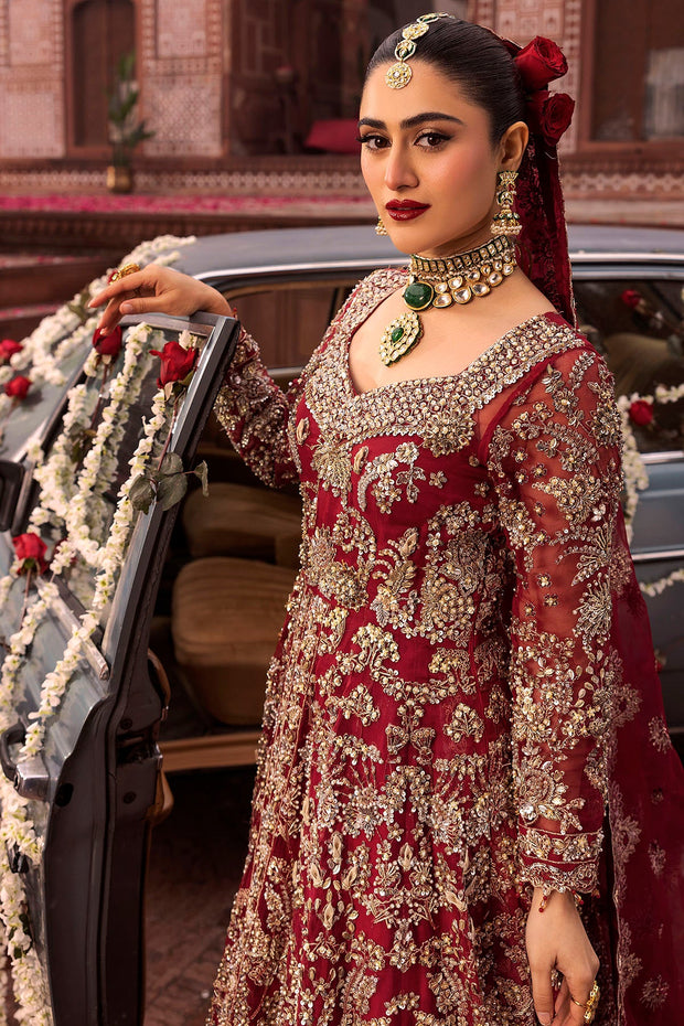 Pakistani Bridal Dress in Radiant Red with Embroidery
