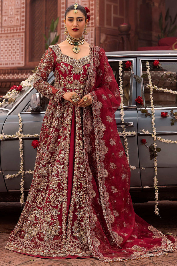 Pakistani Bridal Dress in Radiant Red with Embroidery