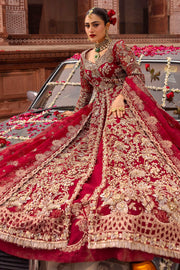 Pakistani Bridal Dress in Radiant Red with Embroidery