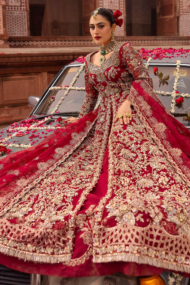 Pakistani Bridal Dress in Radiant Red with Embroidery
