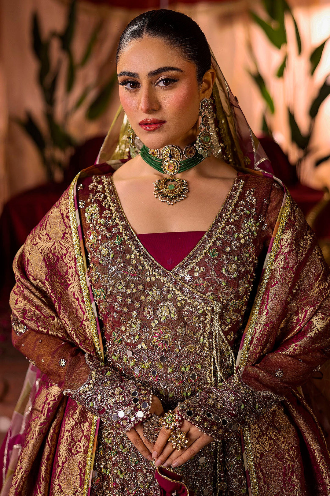 Fuchsia Pink Pakistani Wedding Dress with Intricate Embroidery