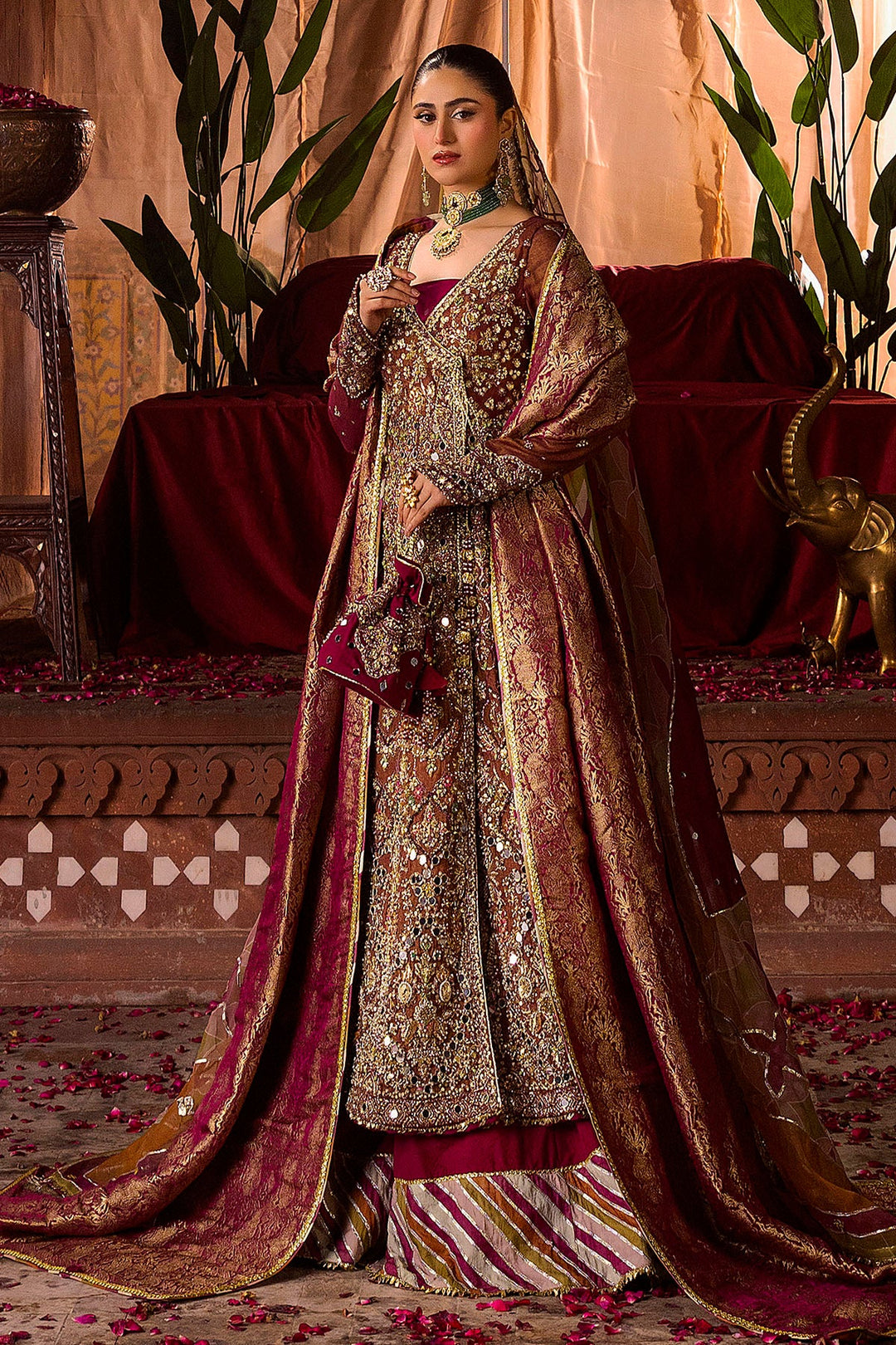 Fuchsia Pink Pakistani Wedding Dress with Intricate Embroidery