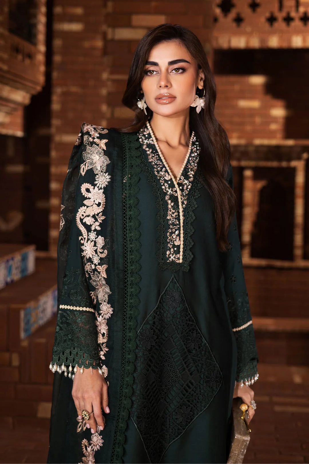 Embroidered Lawn Gown With Dupatta A864