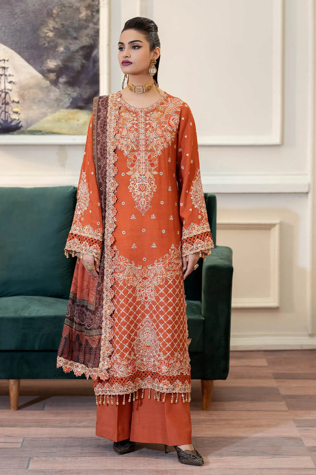 Embroidered Raw Silk Lehenga With Dupatta 78Ae