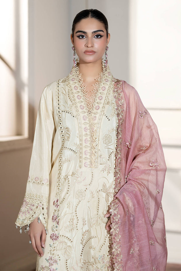 Imrozia Raw Silk Pakistani Dresses Embroidered Silk Front