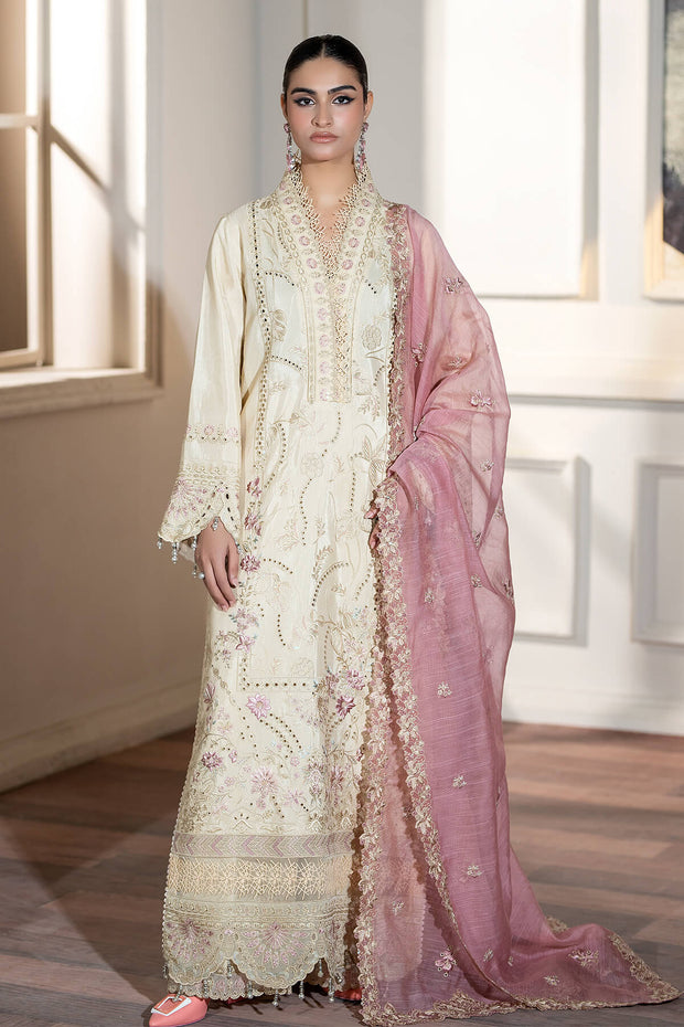 Imrozia Raw Silk Pakistani Dresses Embroidered Silk Front