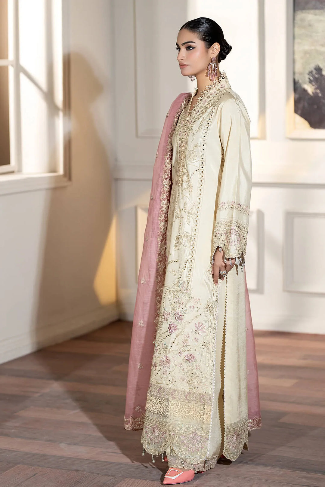 Silk Embroidered Shirt And Trouser Set