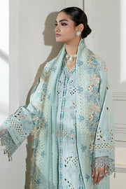 Embroidered Raw Silk Shirt And Trouser Set With Shawl